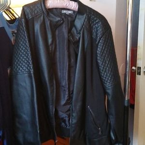 Faux leather jacket with fabric
